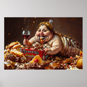 “Queen of Gluttonous Decay” Colourful Portrait Poster