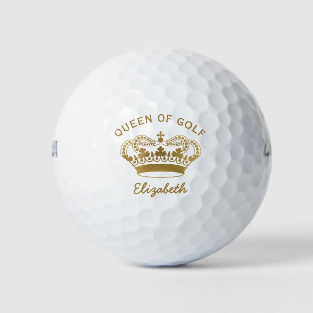 Queen of Golf Gold Monogram Golf Balls (Front)