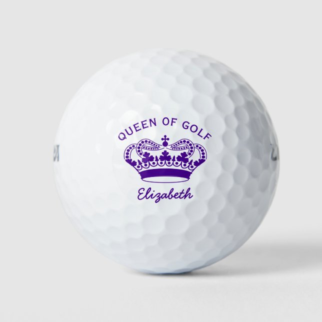 Queen of Golf Purple Monogram Golf Balls (Front)