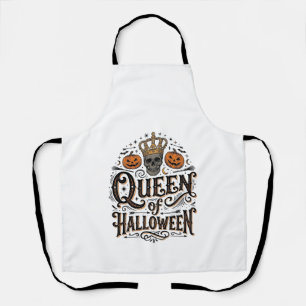 Queen of Halloween Vintage Skull Pumpkin Shirt Des Apron