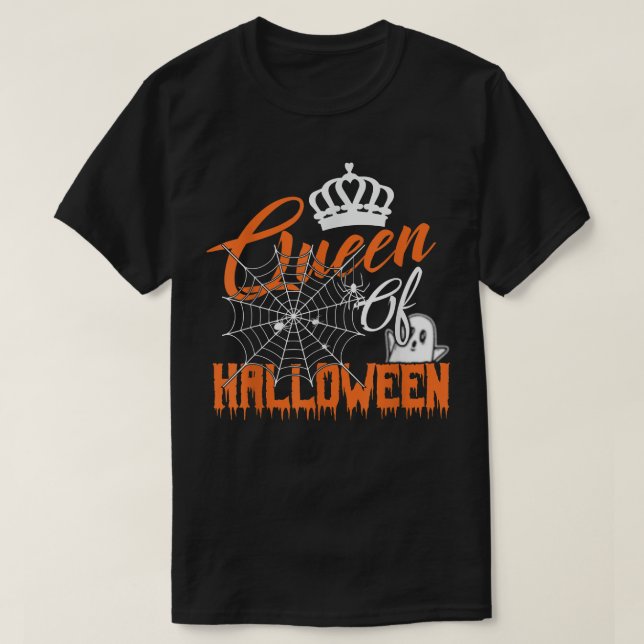 Queen Of Halloween Womens Spiderweb Scary Spooky G T-Shirt (Design Front)