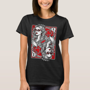 Queen Of Heart Playing Card Coffee Lover Gambling T-Shirt