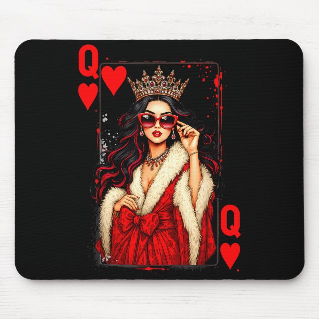 Queen Of Heart Playing Card Love Valentine Outfit  Mouse Pad (Front)