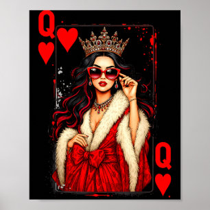 Queen Of Heart Playing Card Love Valentine Outfit  Poster