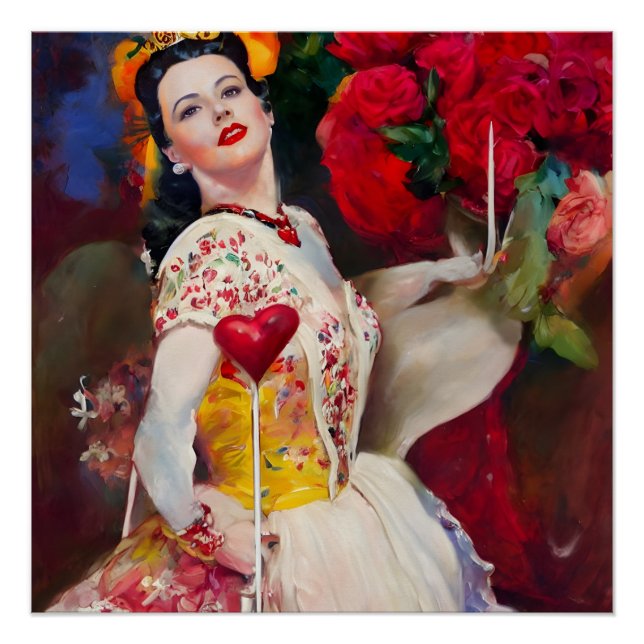 Queen of Hearts AI Generated Painting Poster (Front)