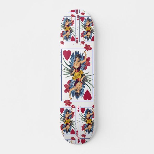 Queen of Hearts and Flowers Skateboard (Front)