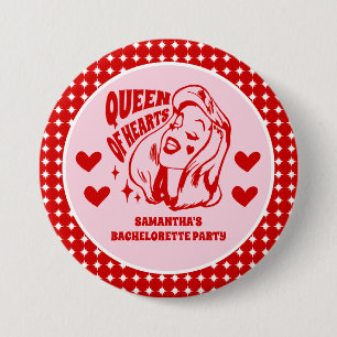 Queen of Hearts Bachelorette Party 3 Inch Round Button