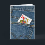 Queen of Hearts Birthday Card<br><div class="desc">Queen of hearts playing card in a blue jean pocket.</div>