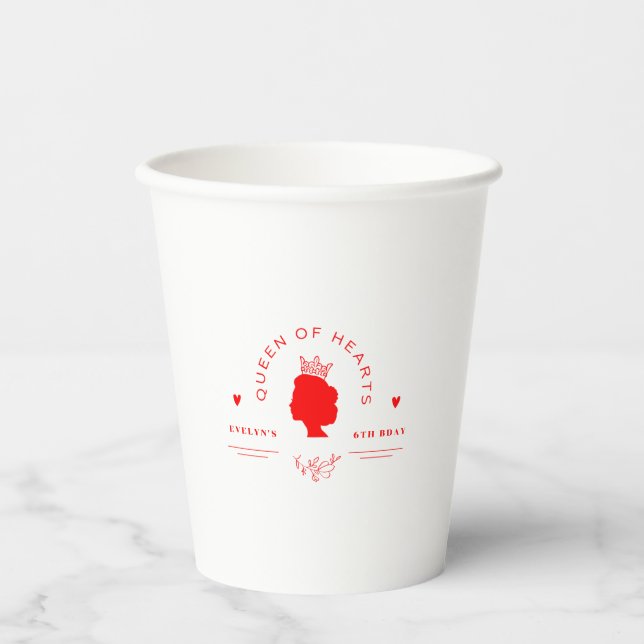 Queen of Hearts Birthday Paper Cups (Front)