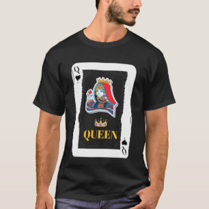 Queen Of Hearts Black Heart Blackjack Cards Poker  T-Shirt