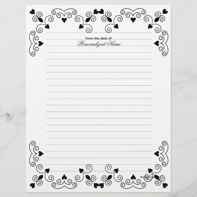 Queen of Hearts - Black Lined Letterhead (Front)