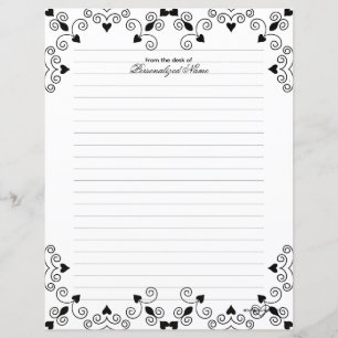 Queen of Hearts - Black Lined Paper Sheet