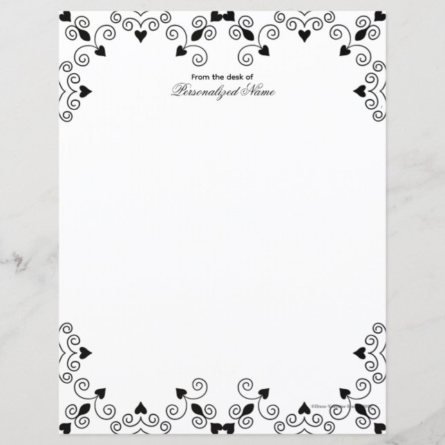 Queen of Hearts - Black Unlined Paper Sheet (Front)