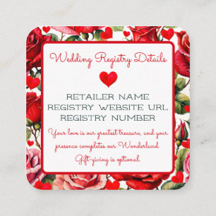 Queen of Hearts Bridal Shower Wedding Registry Enclosure Card