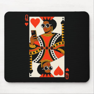 Queen Of Hearts Card Black Woman Melanin Pride Afr Mouse Pad