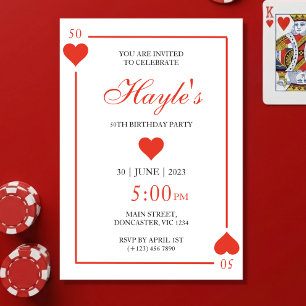 Queen of Hearts Casino Playing Cards 50th Birthday