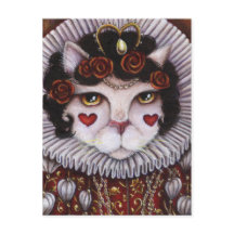 Queen of Hearts Cat Alice Wonderland Fantasy Art