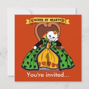 Queen of hearts cat invitation