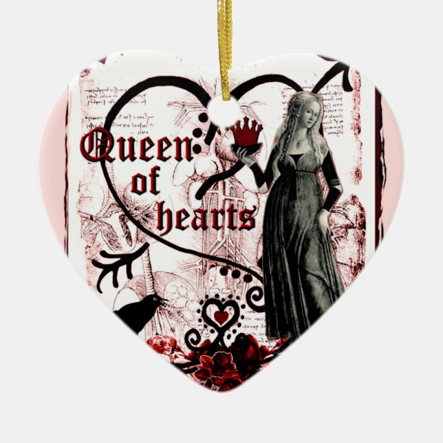 Queen of Hearts Ceramic Ornament (Front)