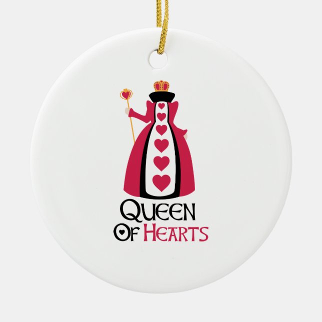 Queen Of Hearts Ceramic Ornament (Front)