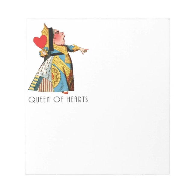 Queen of Hearts Classic Alice and Wonderland Notepad (Front)