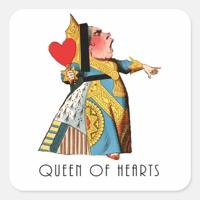 Queen of Hearts Classic Alice in Wonderland Square Sticker (Front)