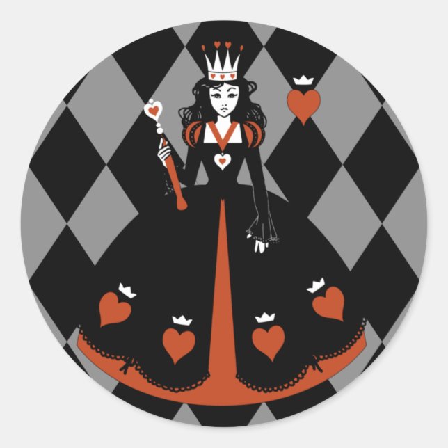 Queen of Hearts Classic Round Sticker (Front)