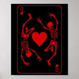 Queen Of Hearts Costume Skeleton Halloween Playing Poster