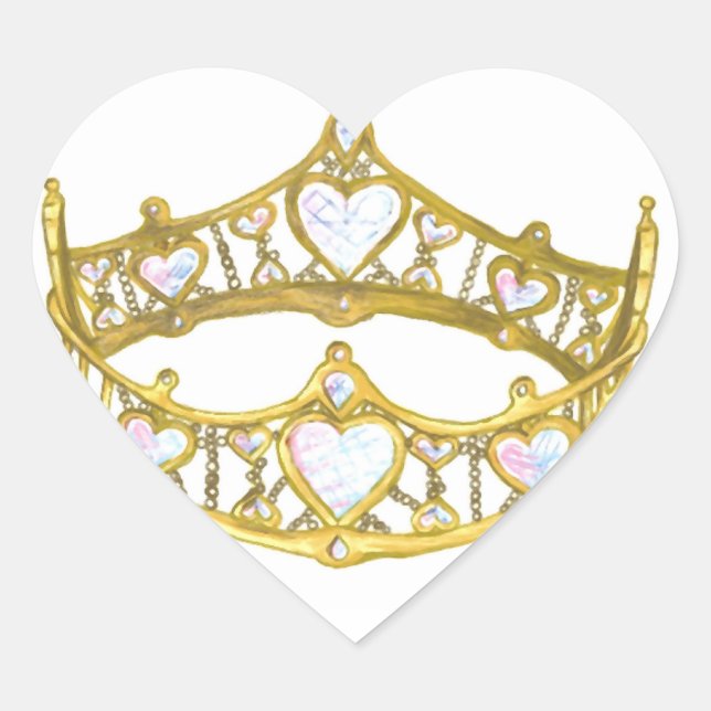 Queen of Hearts crown sheet of 20 heart stickers (Front)