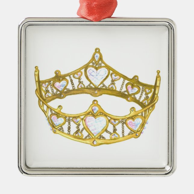 Queen of Hearts crown square ornament (Front)