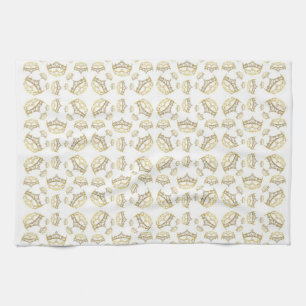 Queen of Hearts Crown Tiara Pattern Kitchen Towel