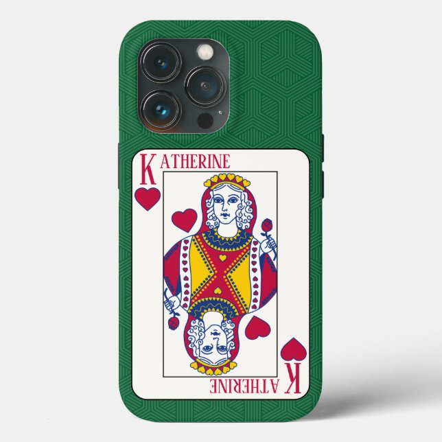 Queen of Hearts Custom Name Playing Card Case-Mate iPhone Case (Back)