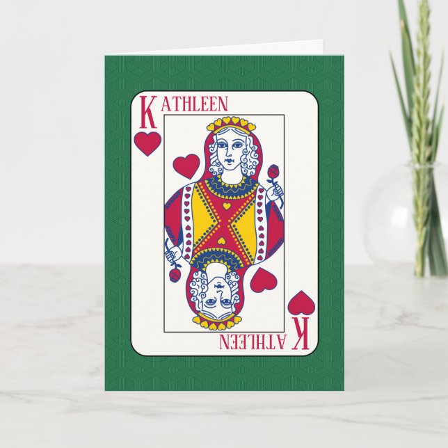 Queen of Hearts Custom Name Playing Card Valentine (Front)