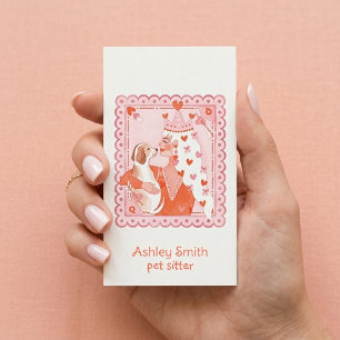 Queen Of Hearts Cute Dog Pet Sitter Business Card