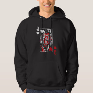 Queen Of Hearts Deck Of Cards Playing Cards Casino Hoodie