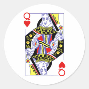 Queen Of Hearts Deck Of Cards Playing Cards Hallow Classic Round Sticker