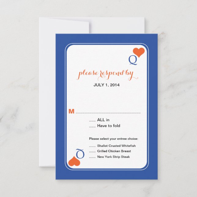 Queen of Hearts Deck of Cards RSVP Wedding (Front)