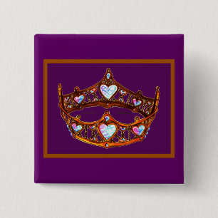 Queen of Hearts Gold Crown Tiara royal purple pin