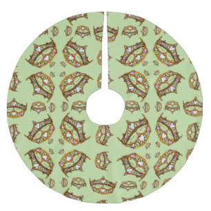 Queen of Hearts Gold Crown Tiaras mint green Brushed Polyester Tree Skirt