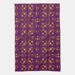 Queen of Hearts Gold Crown Tiaras royal purple Kitchen Towel