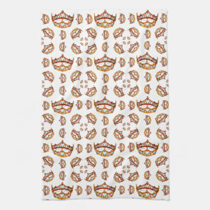 Queen of Hearts Gold Crown Tiaras white Kitchen Towel
