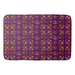 Queen of Hearts Gold Crowns Tiaras pattern purple Bath Mat