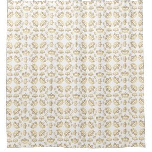 Queen of Hearts gold crowns tiaras shower curtain