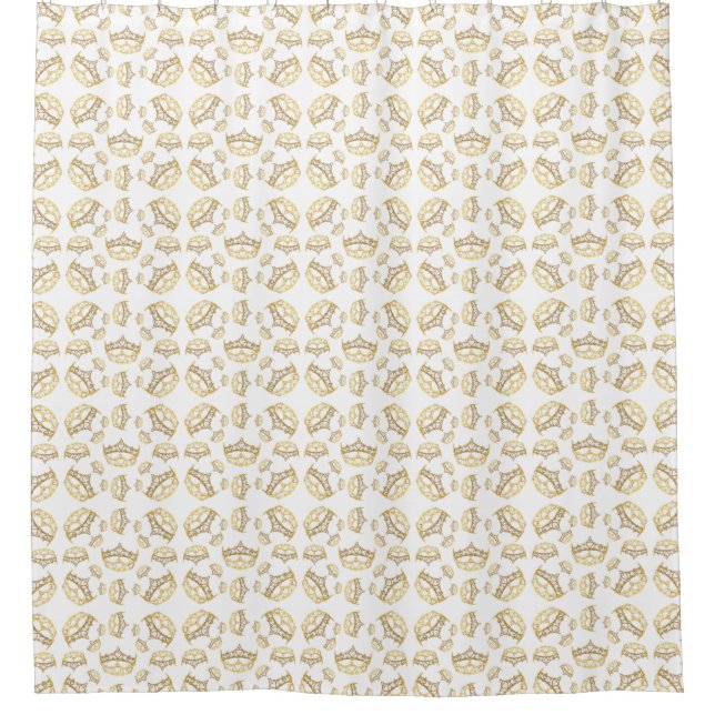 Queen of Hearts gold crowns tiaras shower curtain (Front)