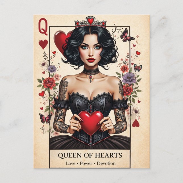 Queen of Hearts Gothic Tarot Postcard  (Front)