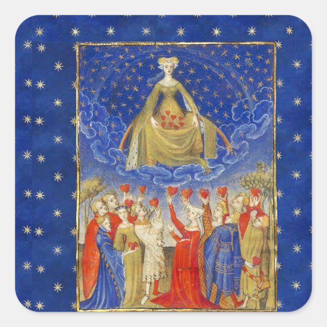 QUEEN OF HEARTS IN STARRY NIGHT Valentines Day Square Sticker (Front)