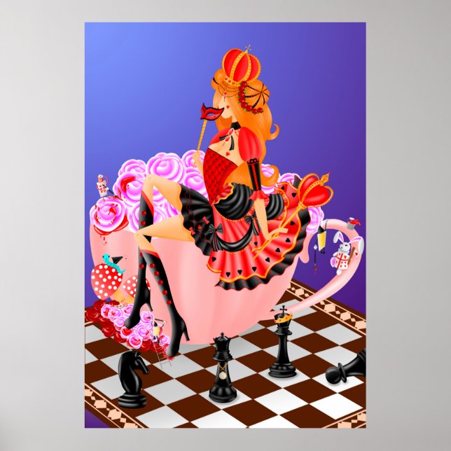 Queen of Hearts in Teacup  Poster (Front)