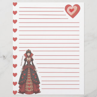 Queen of Hearts Lined Letterhead