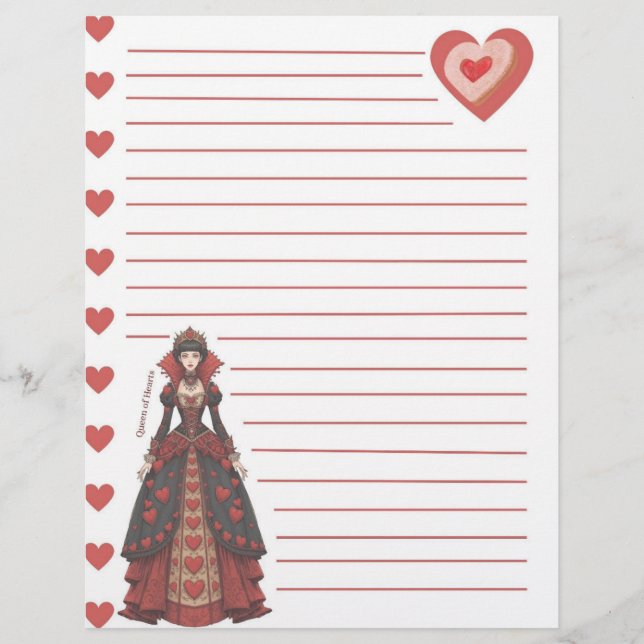 Queen of Hearts Lined Letterhead (Front)