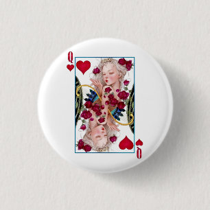 Queen of Hearts Oversized Graphic, Playing Cards 1 Inch Round Button